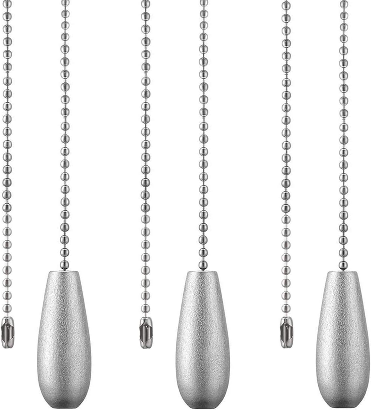 3 Pack Wooden Copper Ceiling Fan Pull Chains Extension Silver Color Chain Pulls