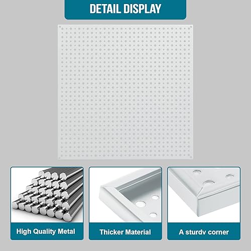 Miniatura 4 de Daanxw Paquete de 4 estantes de almacenamiento de acero de 16 x 16 pulgadas, paneles de organización de herramientas de tablero de clavijas de