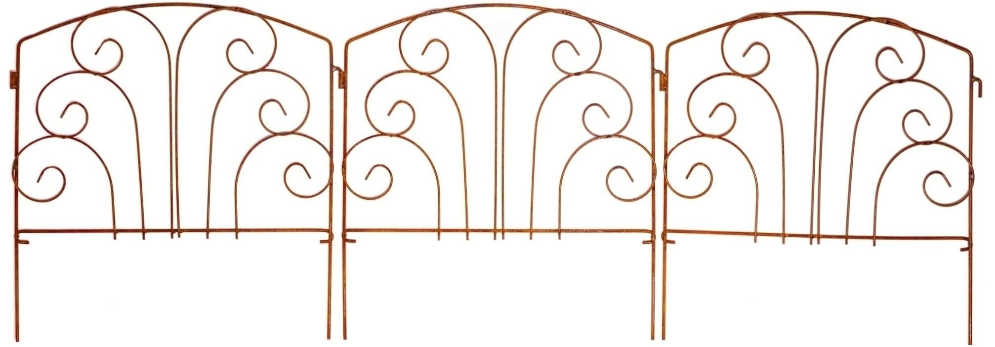 KOTARBAU® Edelrost-Gartenzaun Beetzaun Zaunelement 3X | 56 x 59cm | Rankhilfe Palisade Rost-Deko