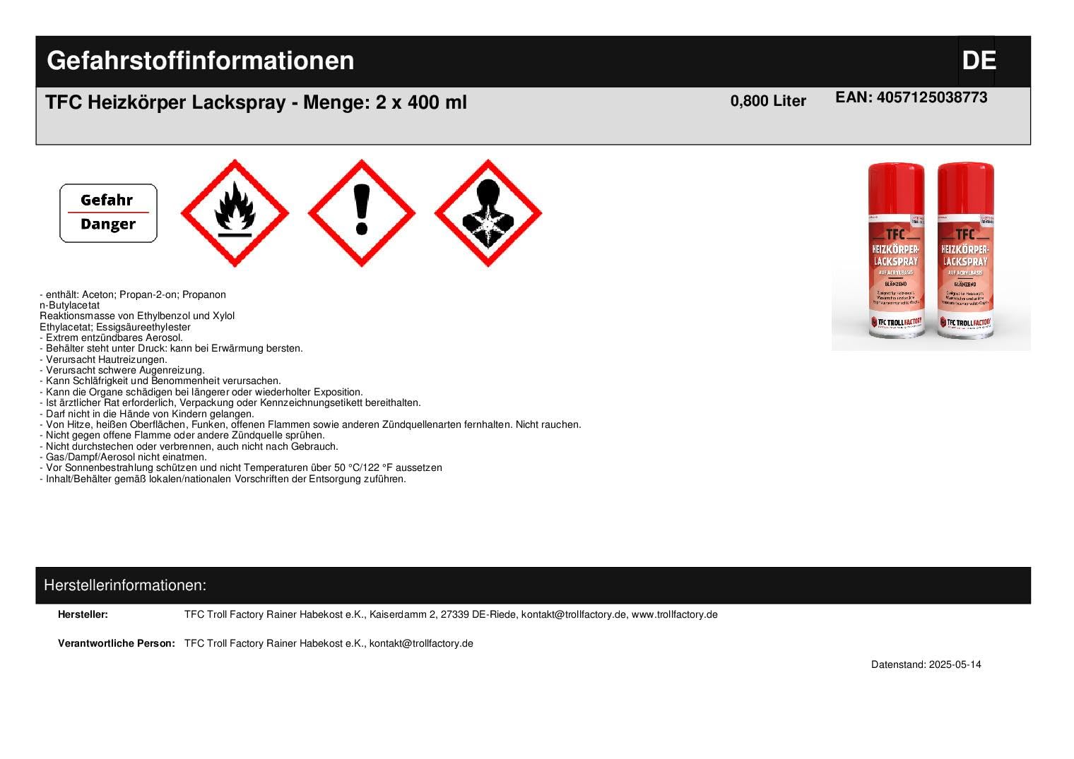 TFC lakier do grzejników w sprayu – błyszczący, czysta biel, spray na bazie akrylu do grzejników i rur wodnych, łatwe zastosowanie, doskonałe krycie, szybkoschnący i odporny na promieniowanie UV, 2 x