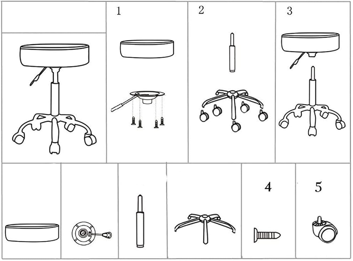 ラウンドローリングスツールチェアローリングスツールラウンドローリングスツール高さ (色 : ブルー) (ブルー) (ブラック)