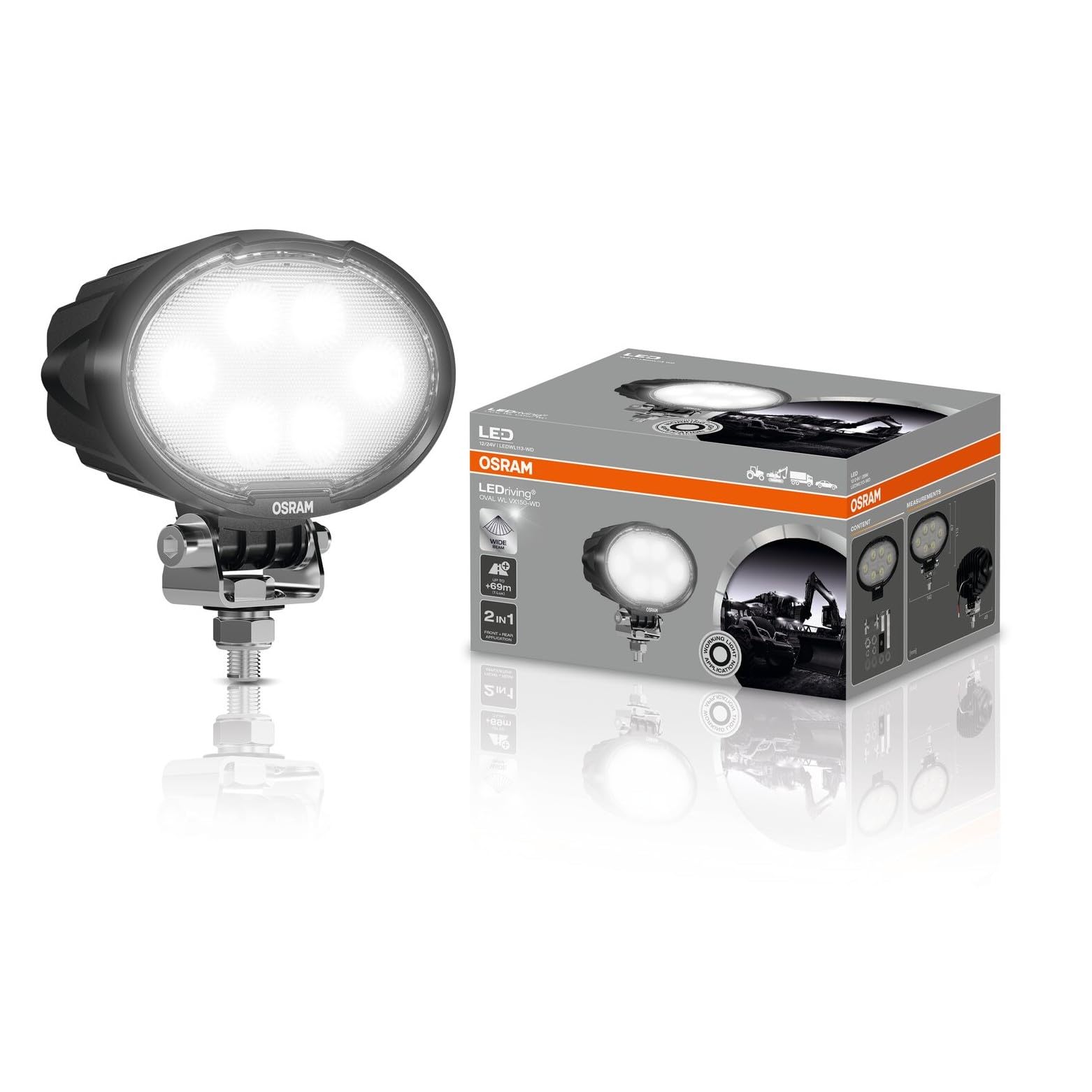 OSRAM LEDriving Oval WL VX150-WD, OFF ROAD, LED Arbeitsscheinwerfer, 2300 Lumen, Lichtstrahl bis zu 69 m, 12V/24