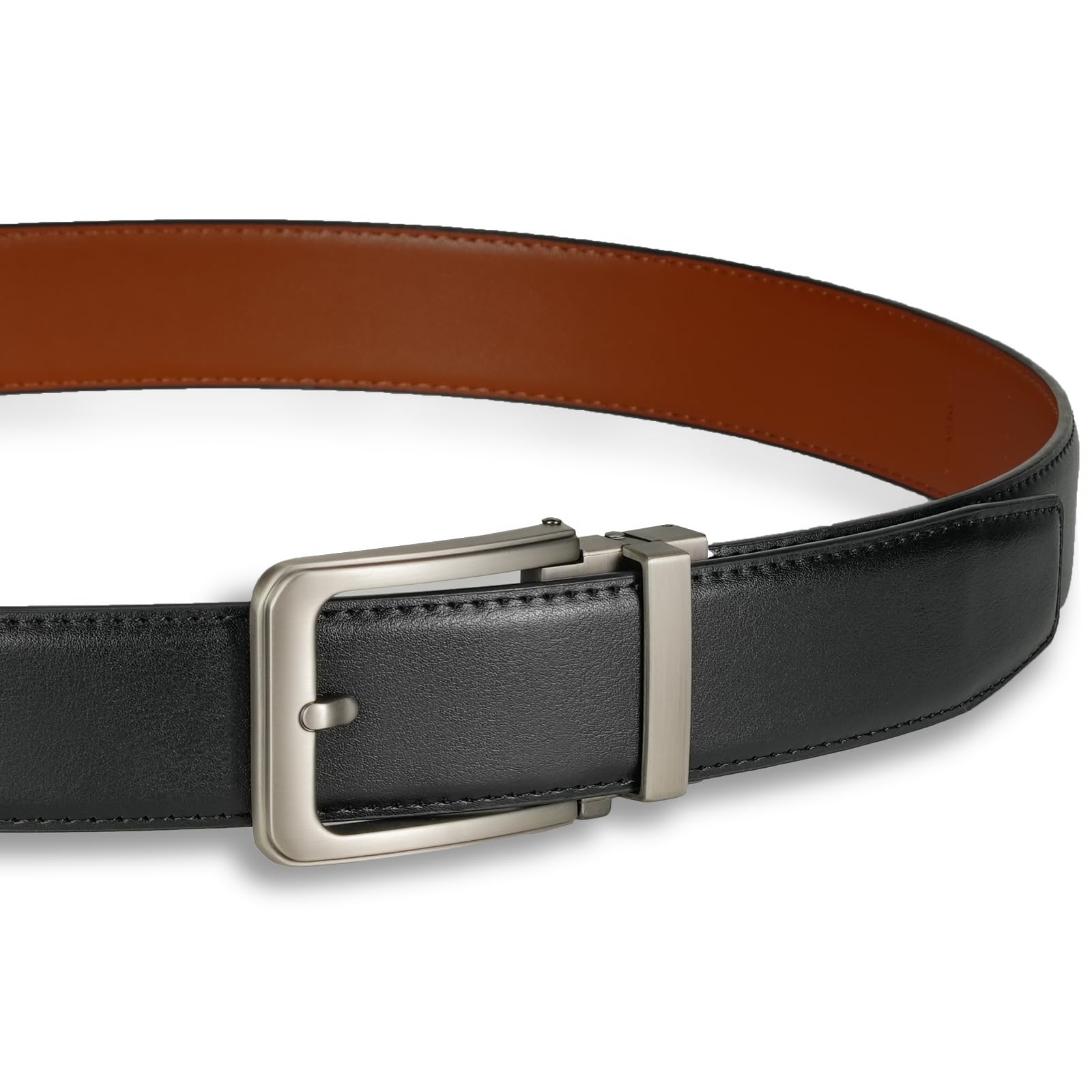 FEFLO Cintura Uomo, Cintura Pelle con Fibbia Automatica cricchétto, Larghezza 35 mm,Taglia Regolata, Adatto per abbigliamento da lavoro e casual