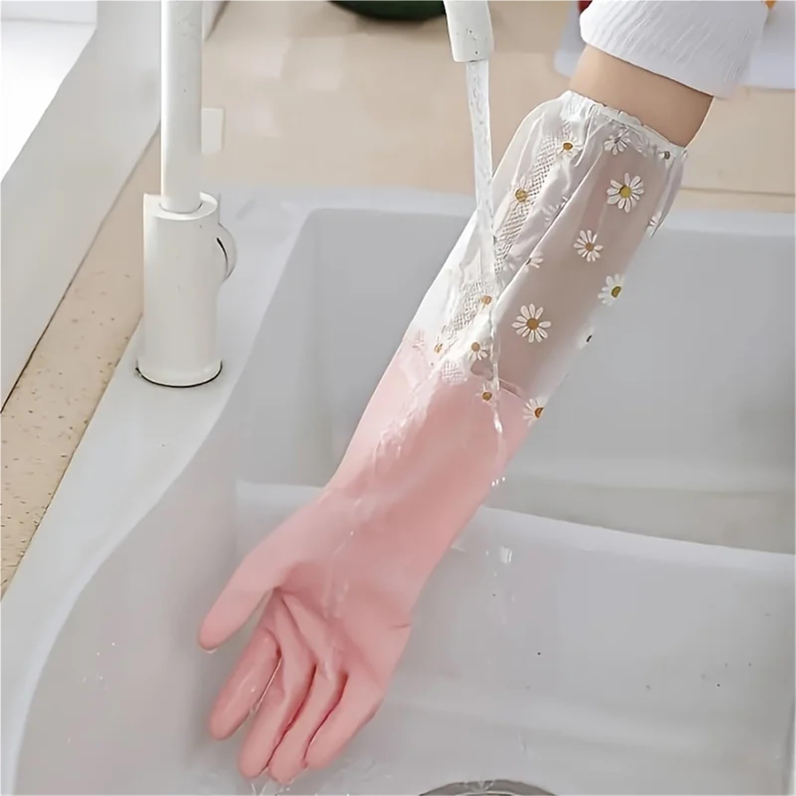 Guantes Limpieza Guantes de limpieza PVC manga larga, 1 par, impermeables, for cocina, lavavajillas, antideslizantes, for el hogar, duraderos