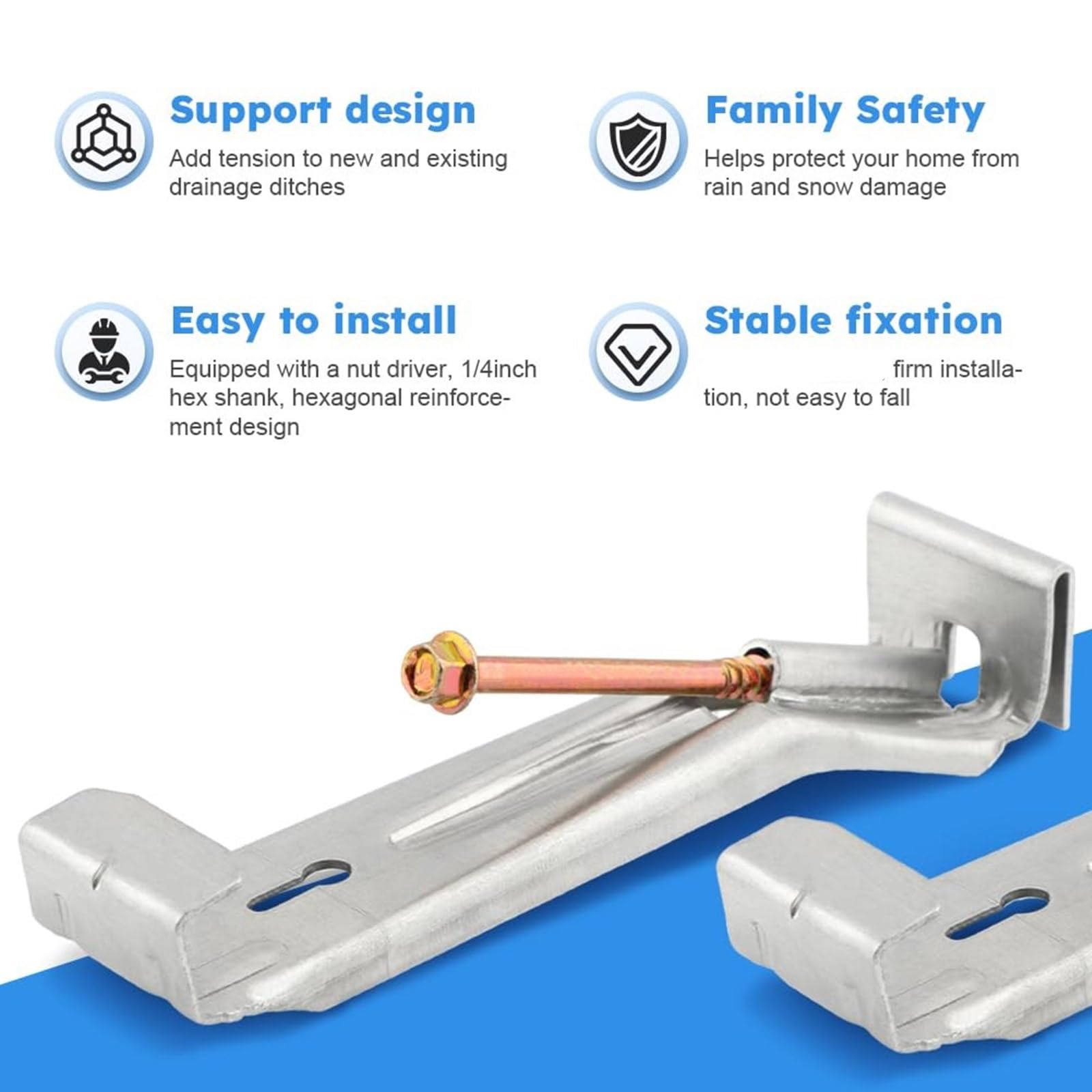 28 perchas de canalón con tornillos y abrazaderas, clip de canaleta de tornillo rápido, soporte oculto para canaletas de aluminio de 5 pulgadas