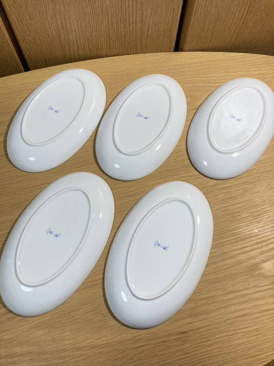 Amazon.co.jp: ▽深川製磁≪水引草 オーバルプレート 5枚≫楕円
