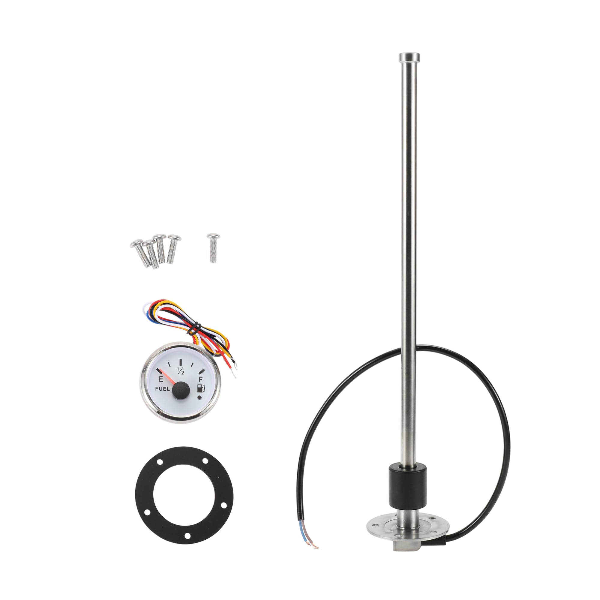 A ABSOPRO 406mm Fuel Sending Unit and Gauge Kit 16" Boat Fuel Tank Sending Unit Fuel Water Level Sensor and Fuel Gauge for Boat Car Truck RV