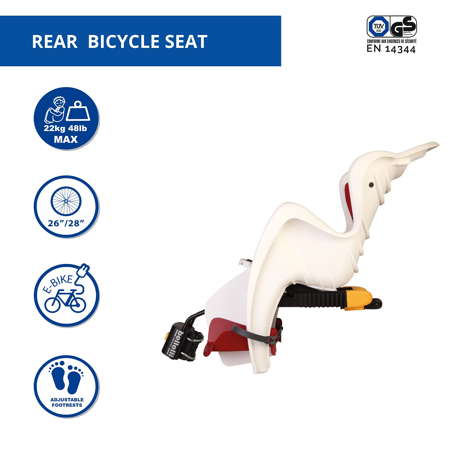 Seggiolino Bici Posteriore Mr Fox - Reclinabile Fino A 15°, Per Bambini 9 Mesi-8 Anni (Max 22kg) - Foto 3