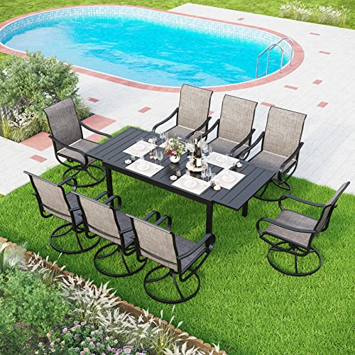 Mfstudio 6-8 Person Outdoor Expandable Rectangle Table Patio Matel Dining Table For Deck,Garden,Courtyard And Indoor,Black #TOP4
