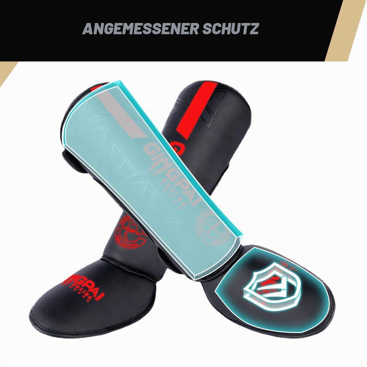 Schienbeinschoner Kickboxen,Kickboxen Schienbeinschützer mit Schockabsorbierendem Liner zum Schutz Ihrer Waden und Füße,Muay Thai Schienbeinschoner für MMA,Boxen,Sparring,Karate