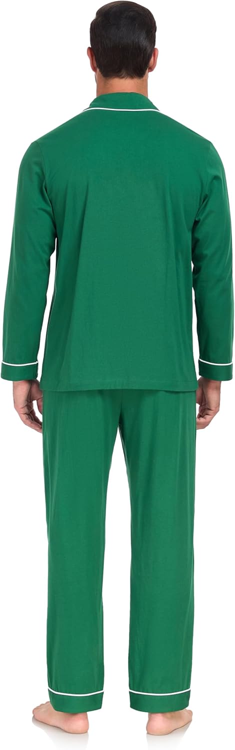 COLORFULLEAF Men's 100% Cotton Pajama Sets Breathable Long Sleeve Pjs Mens Cotton Sleepwear With Pockets - Image 5