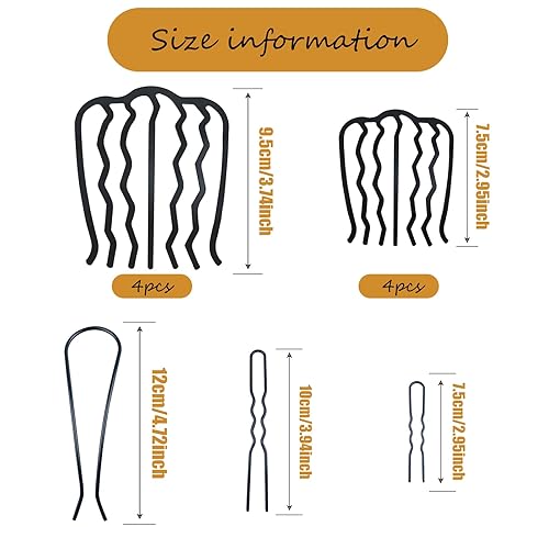 Miniatura 2 de 11 peines laterales de metal para el cabello, pinzas de horquilla para el cabello, peine de giro francés, barra de pelo updo, herramientas de