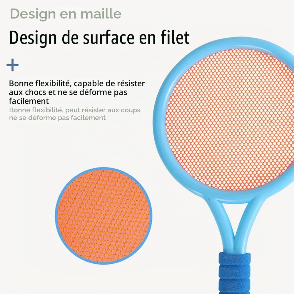 Ensemble de Badminton pour Enfants, Raquette de Badmintons avec 3 Balles D'entraînement Souples et 3 Badminton, Raquette de Tennis/Badminto Adaptés aux Sports d'intérieur et d'extérieur
