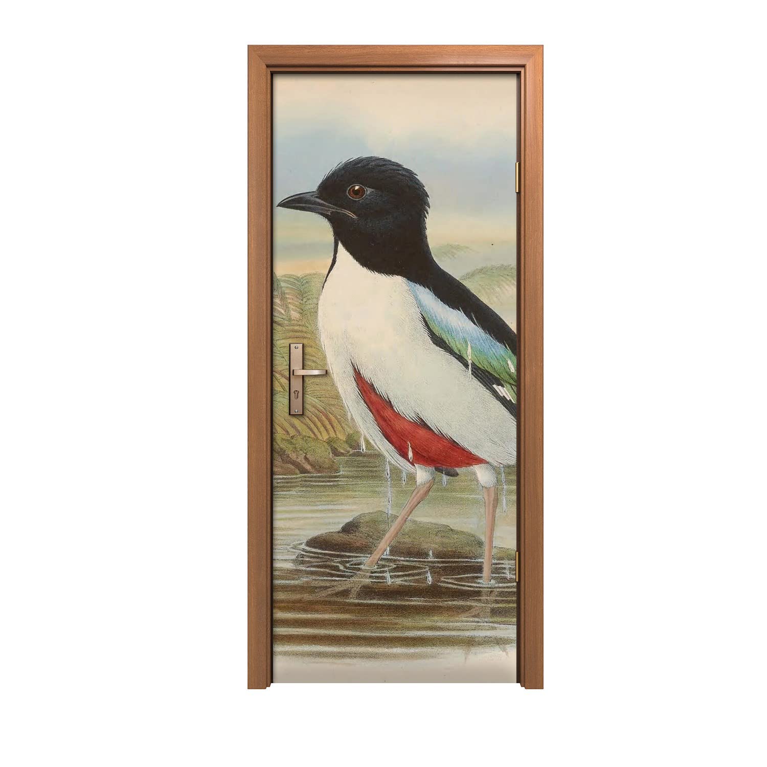Autocollant de porte animaux sauvages d'oiseaux : créez un salon nature de 80x200cm