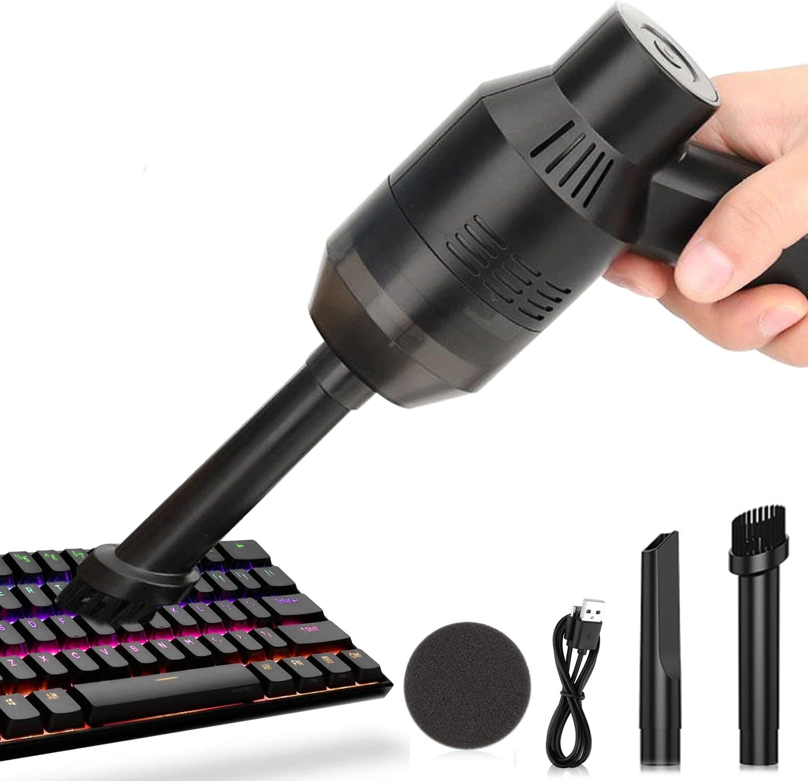 Keyboard Cleaner Powerful Rechargeable Mini Vacuum Cleaner,Cordless Portable Vacuum-Cleaner Tool for Cleaning Dust, Hairs, Crumbs, Scraps for Laptop, Piano, Computer, Car, Makeup Bag, Pet House