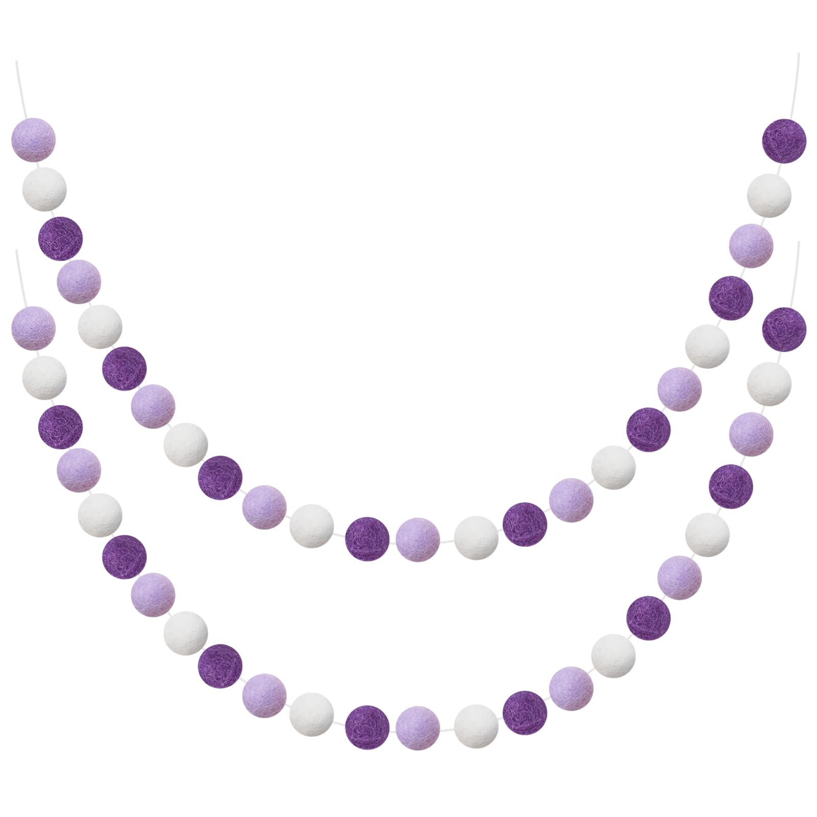 Guirlande de boules en feutre de laine de 1,8m violet et blanc Boao