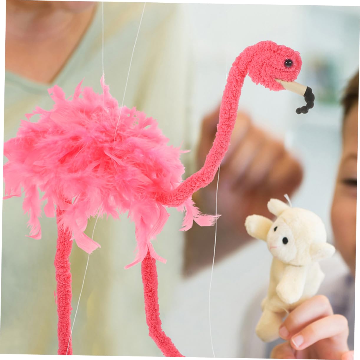 Mikinona 2 Piezas de Peluche con Cuerda Juguetes Animales Interactivos para Espectáculos Figuras Resistentes y Creativas