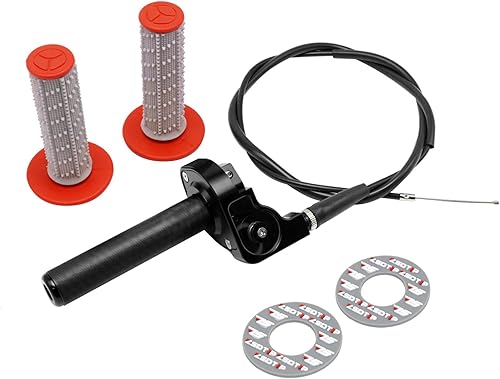Miniatura 9 de Agarre del acelerador para motocicleta de 78 pulgadas, 0.866 in, torcida rápida de aluminio CNC con cable de acelerador y agarre para manillar CRF50