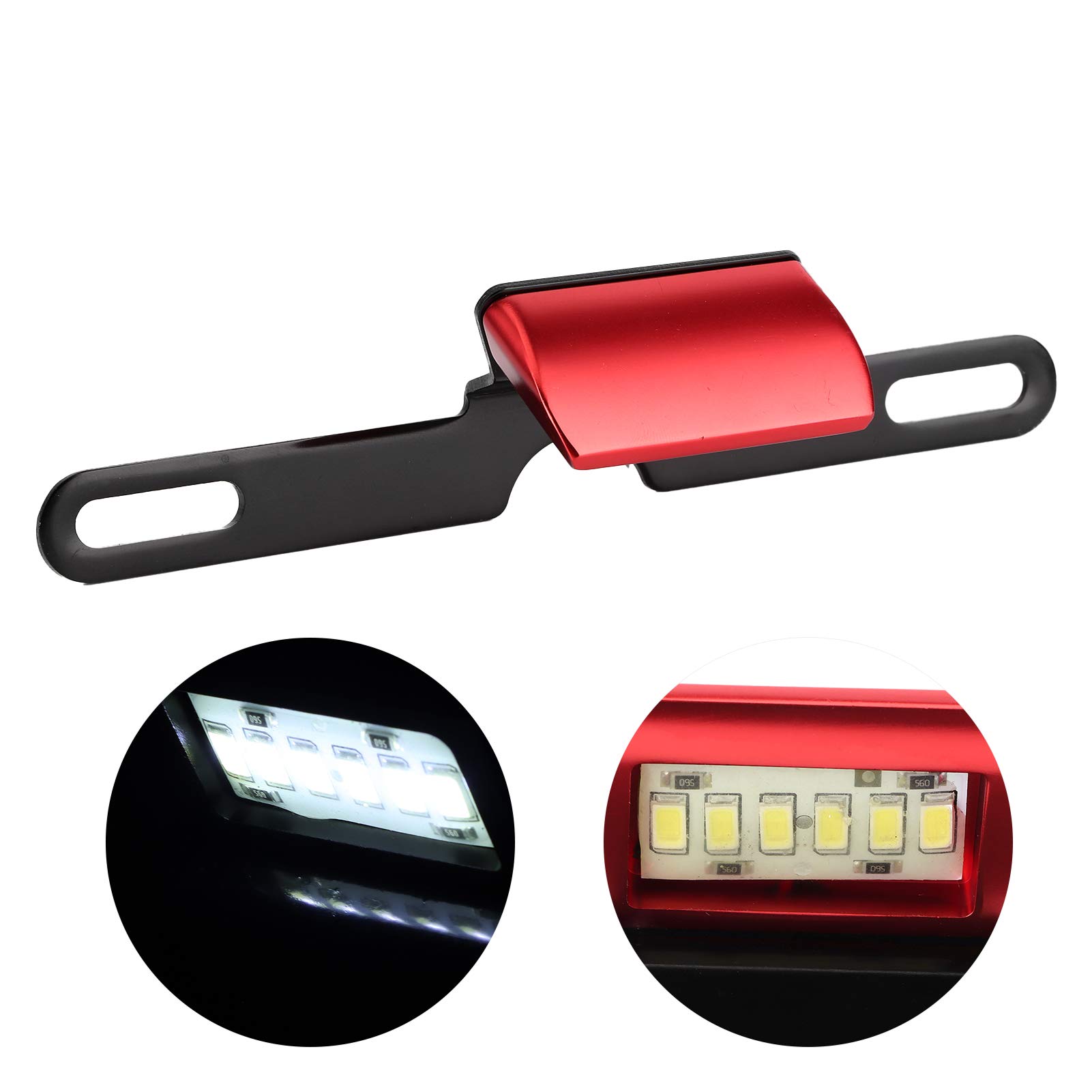 Luz De Matrícula Para Moto - 6 LED, Aluminio CNC, Impermeable, Fácil Instalación, Color Rojo