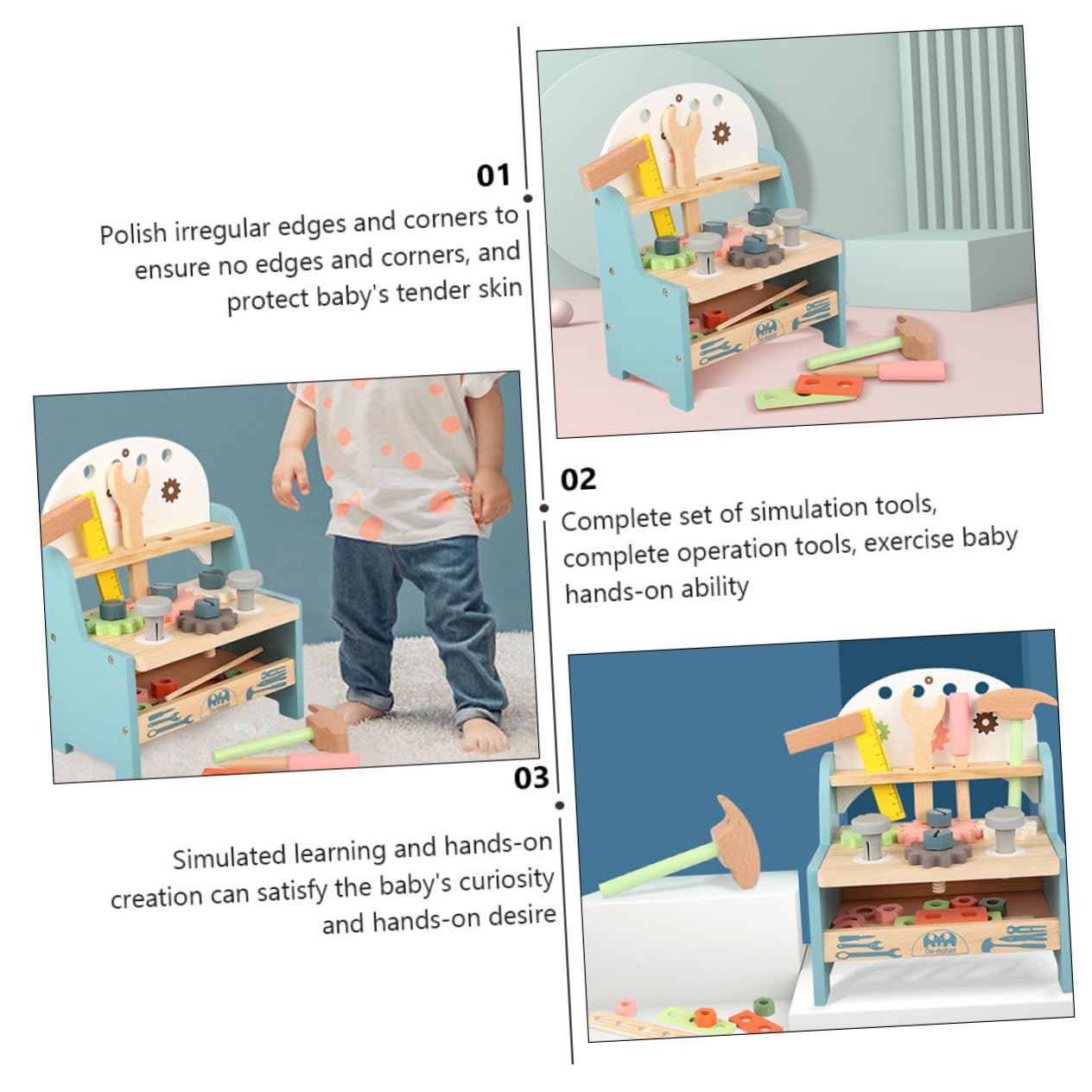 Hohopeti Giocattolo Educativo Multifunzione per Bambini Set in Legno Bordi Levigati per Sviluppare Abilità Motorie e Divertimento Sicuro