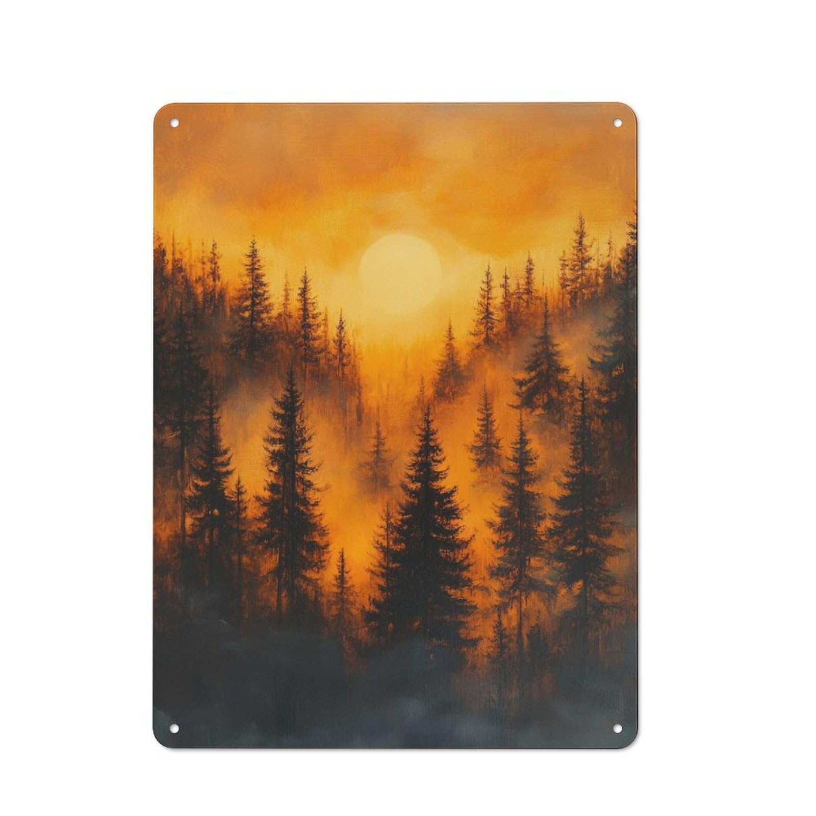 Junmoney Style-10 Sunset Forest Tin Sign 40X30cm For Workshop Wall, Vintage Wall Decor, For Metal Sign Collectors, For Garage And Workshop Walls