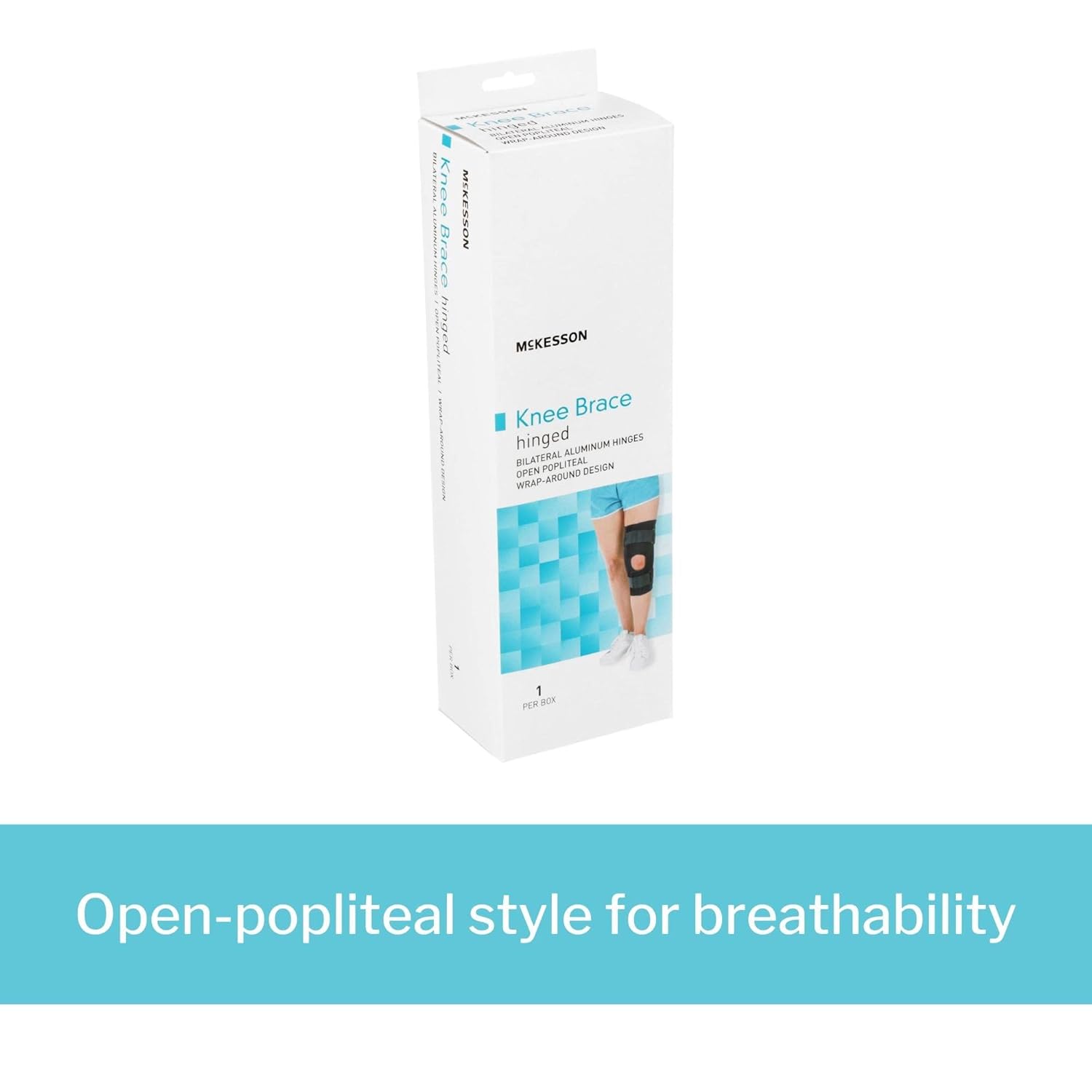 McKesson Knee Brace, Hinged/Open Patella/Open Popiteal, Large, 20 1/2 in to 23 in Circumference, 1 Count