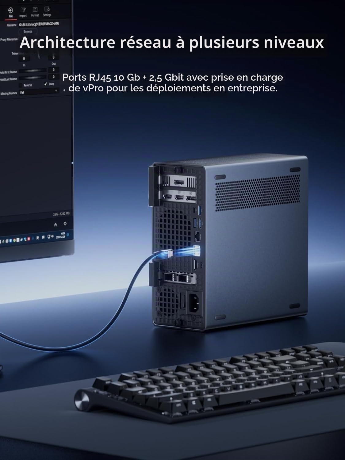 MINIS FORUM MS-02 Ultra Mini PC,Processeur Core Ultra 9 285HX (24C/24T jusqu'à 5,5 GHz) et Intel Graphics, Barebone sans 4 x DDR5/4 x NVMe SSD, HDMI/USB4/2 x USB4 V2, 2 x 25G SFP+, 10G RJ45, 2,5G RJ45