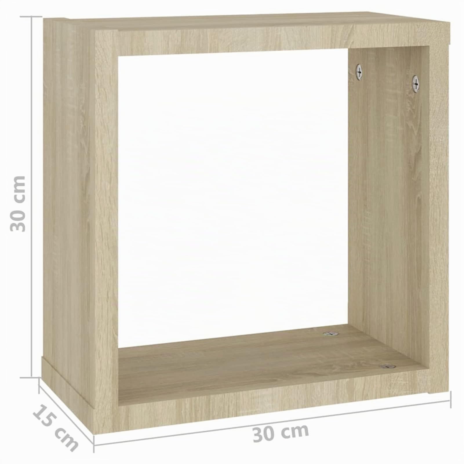 Homgoday Mensole Parete a Cubo 2pz Rovere Sonoma 30x15x30 cm, Mensola da Muro, Mensole da Parete, Scaffale da Parete Mobile a Parete Appendere Ripiano per Soggiorno Ufficio Camera da Letto