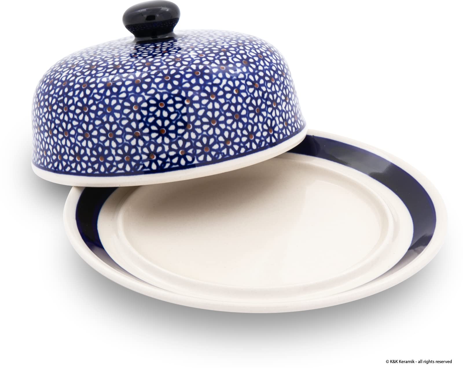 Bunzlauer Cloche à fromage M/Beurrier pour beurre roulé Motif 120 Ø 19,5 cm