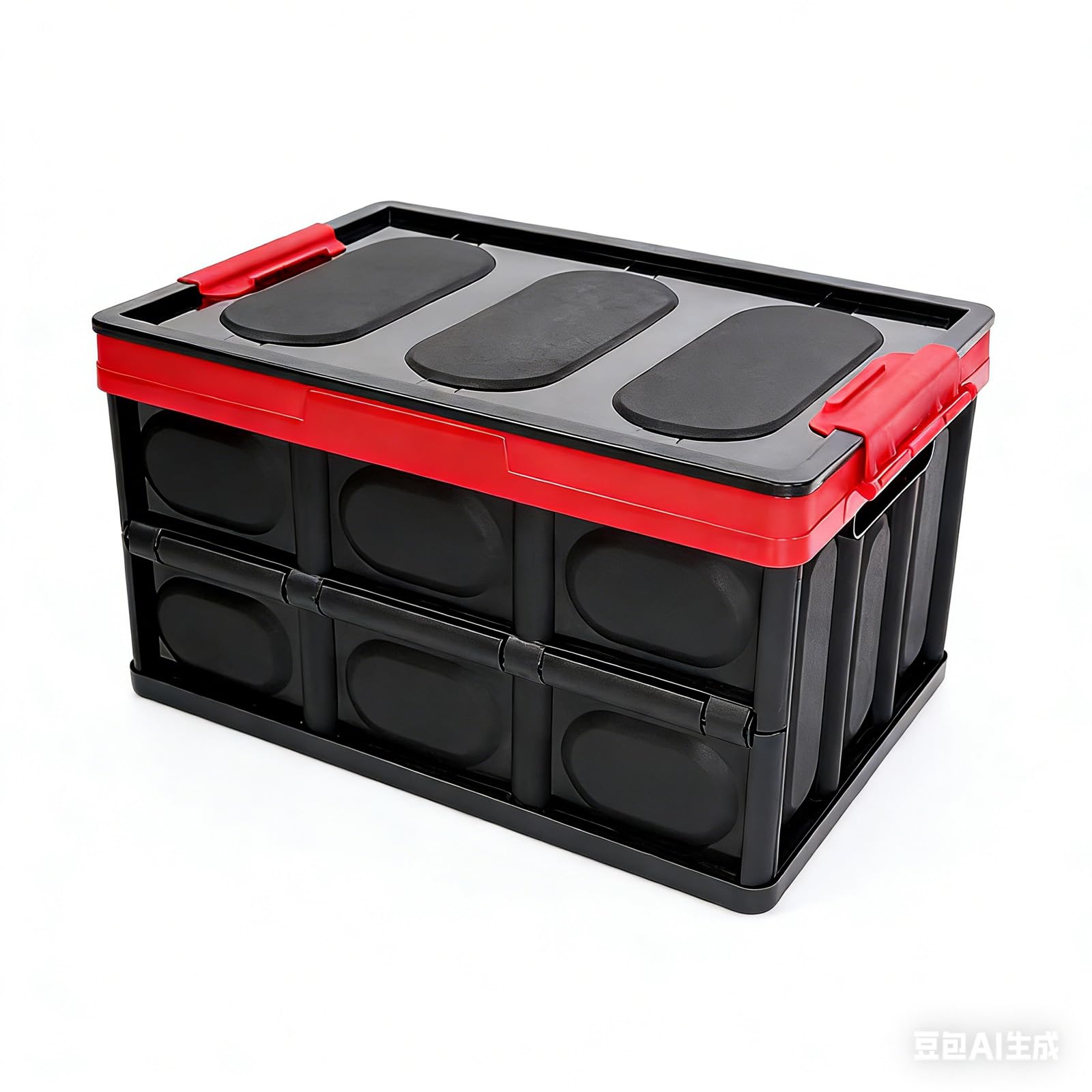 KINGCAV Plastic Durable Cargo Storage Bins with Lid Waterproof Liner Trunk Storage Box with Secure Snap-on Lid Car Trunk Organizer Collapsible Hard Plastic Storage Box