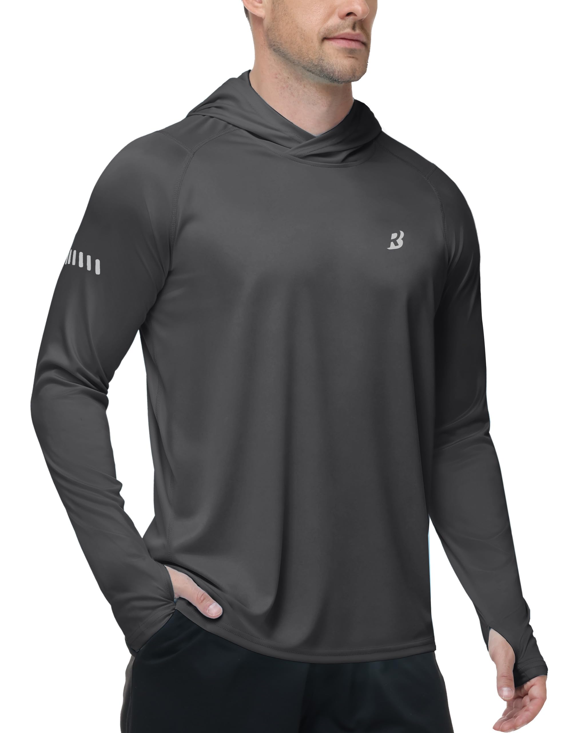 Roadbox Men's UPF 50+ Sun Hoodie, UV Long Sleeve Fishing Shirts Rash Guard