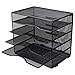 EasyPAG Paper Trays for Classroom 5 Tier Mesh Desk Organizer Shelves A4/Letter Size File Folder Organizer Shelf for Office, School, Home, Black