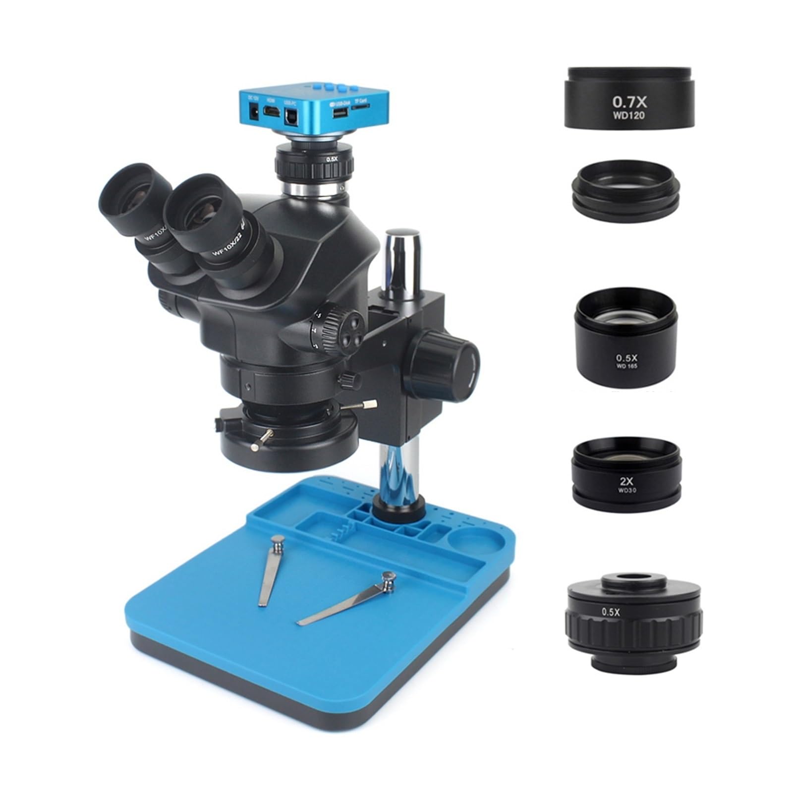 Microscopio, Microscopio Trinocular Estéreo Focal, 1080P, 48MP, 2K, 4K, USB, Cámara De Vídeo VGA, 50X, 100X, Conjunto For Reparación PCB Soldadura Teléfono(13MP USB HDMI)