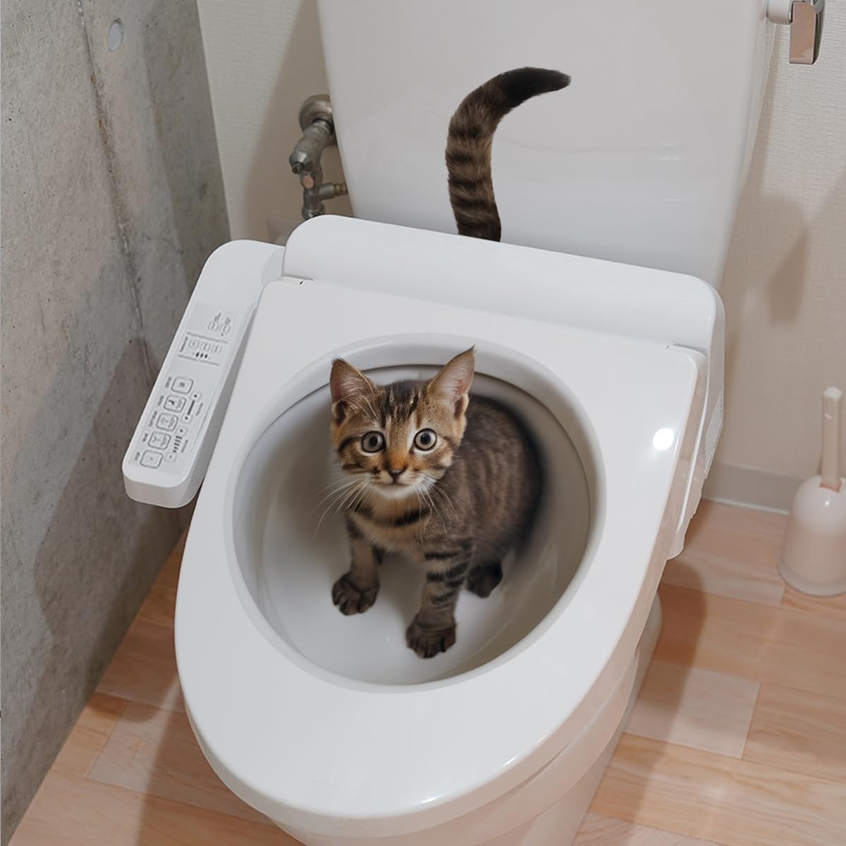 Wandsticker4u - Naklejka na deskę sedesową kot 3D śmieszna I śmieszny kot naklejka WC dekoracja łazienki wodoodporna I dekoracja WC dla gości naklejka tatuaż ścienny