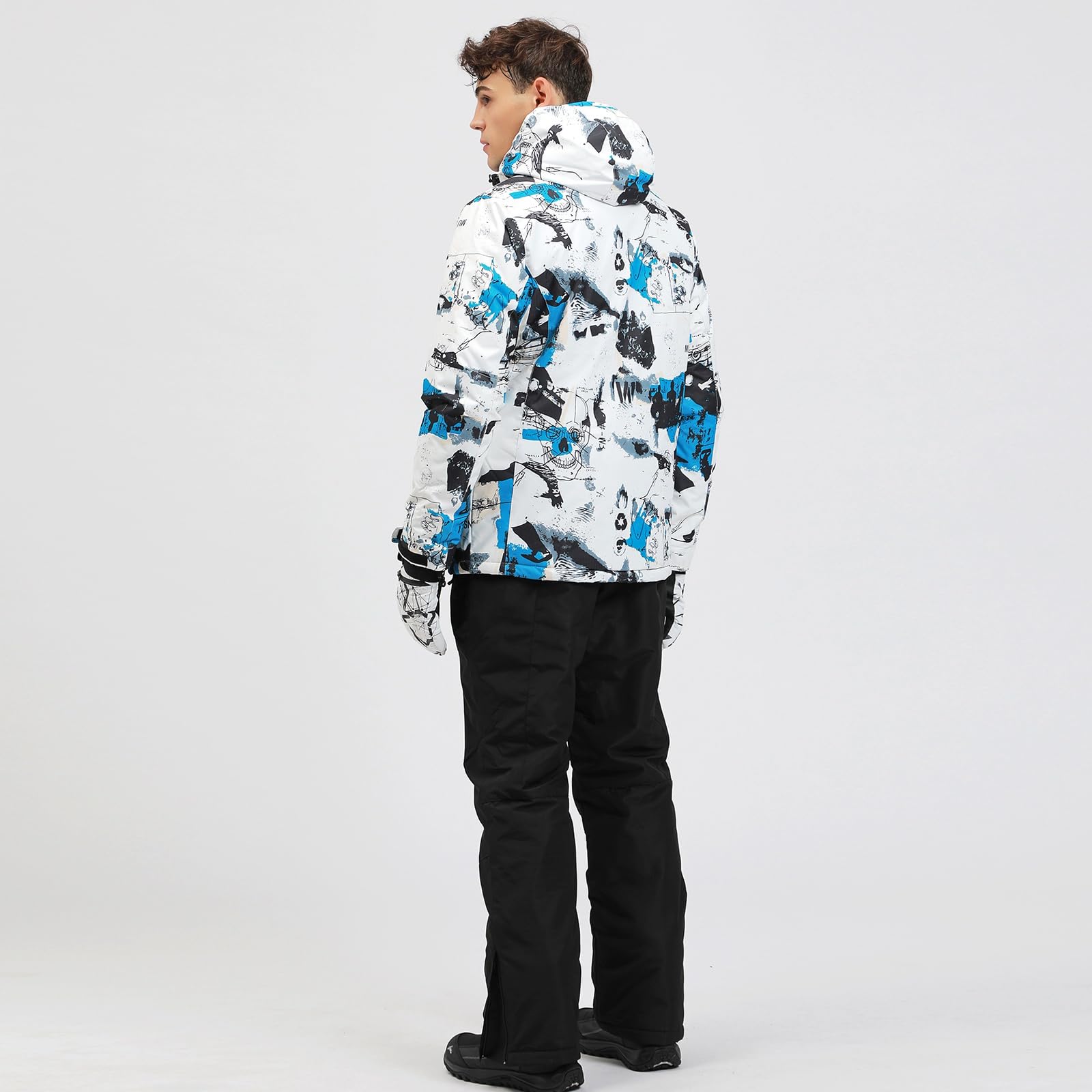 HOTIAN Conjunto de chaqueta y pantalones de esquí para hombre, traje de nieve, invierno, cálido, nieve, esquí, impermeable, a prueba de viento, conjunto de snowboard