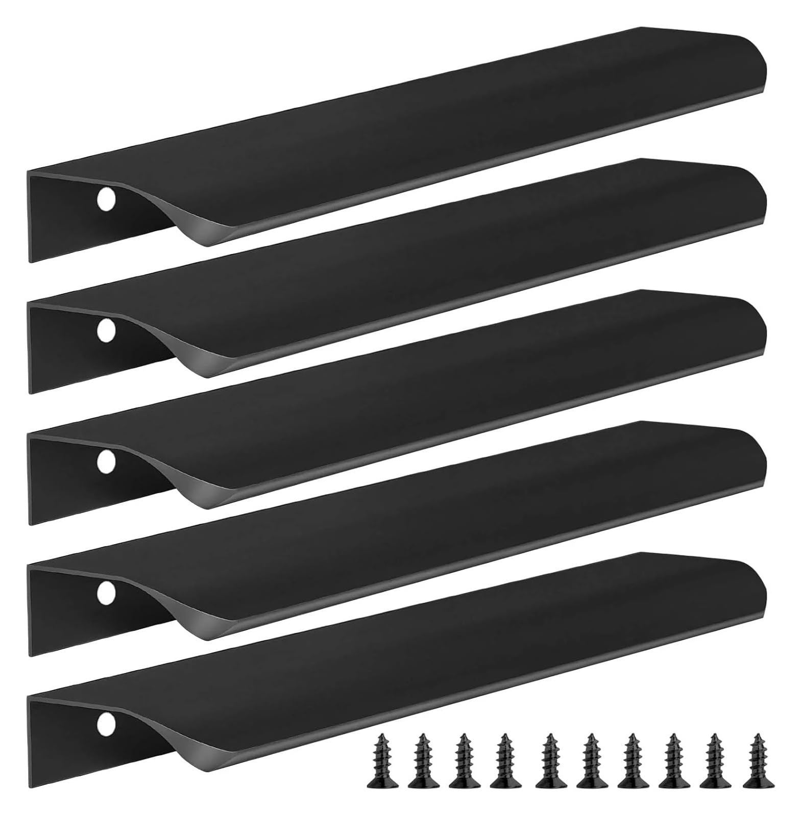 Maryear Handle 10Pcs Invisible Aluminium Alloy Punch-Free Cabinet Handles Flat Finger Pull Smooth Edge Corrosion-Resistant for Drawers Wardrobes(Length200mm)