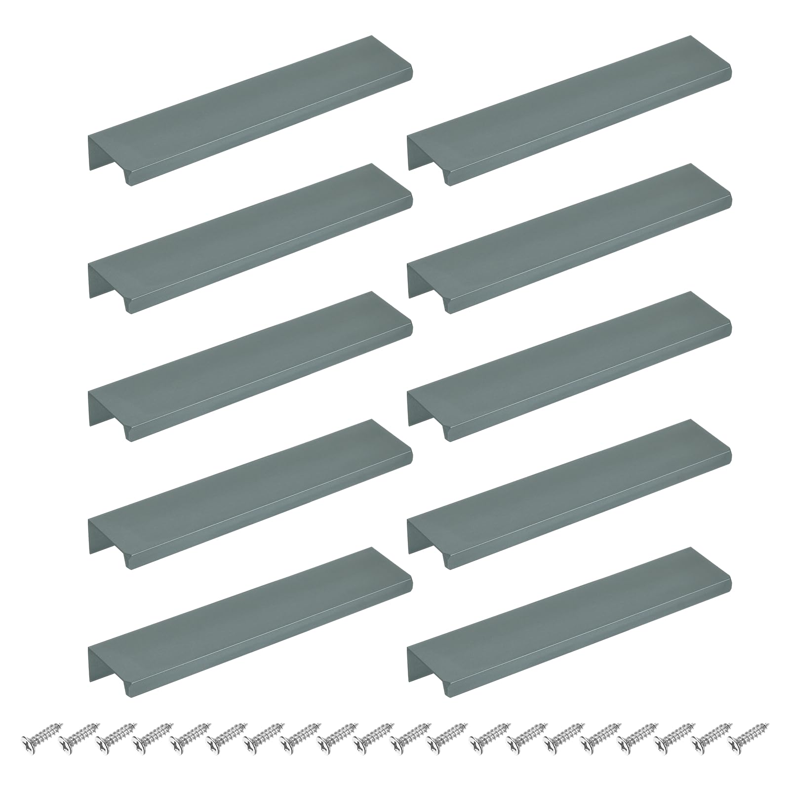 Poignées cachées en alliage d'aluminium 150 mm gris pour meuble de cuisine lot de 10