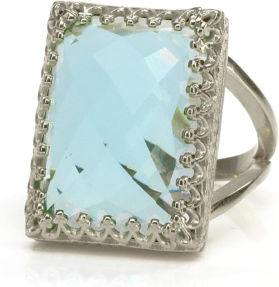 November Birthstone Ring - Rectangular Topaz Ring in 925 Sterling Silver - Artisan-designed Fine Jewelry for Women - Sizes 3-12.5 - with Fancy Box