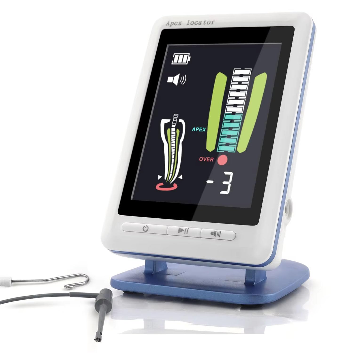 Endodontischer Apex-Locator Lokalisator 4.5"LCD Adjustable Wurzelkanal-Locator mit Alarmfunktion Wurzelkanalfinder Messinstrument für Zahnapikale geeignet Labore Zahnkliniken