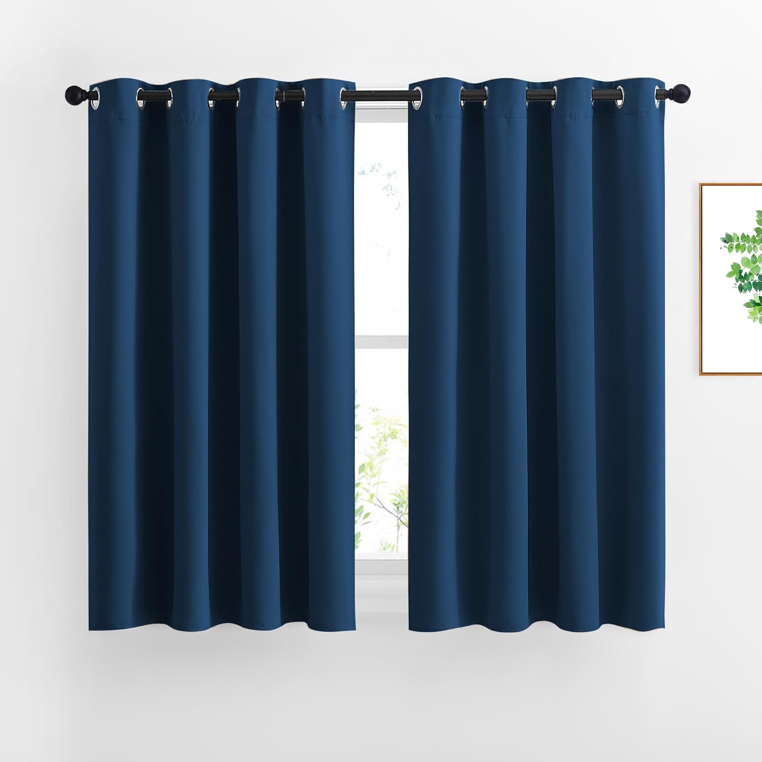 NICETOWN Blackout Moroccan Blue Curtains for Bedroom - Thermal Insulated Grommet Solid Window Treatments Energy Saving Sound Reducing Drapes for Bathroom, 2 Panels, W46 x L54 Moroccan Blue 46"W x 54"L (Pack of 2)