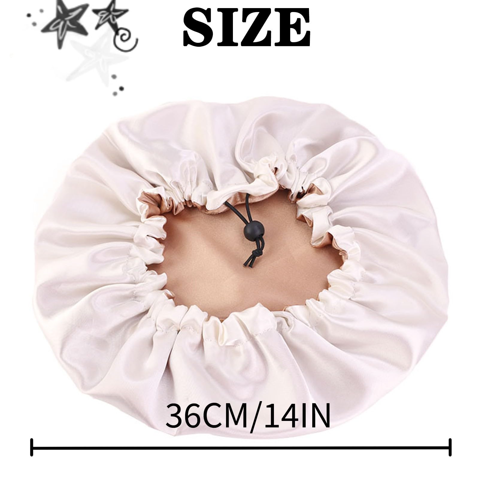 2 Pcs Satin Sleep Cap for Women Long Hair Silk Bonnet for Curly Hair bonnet for Sleeping Extra Large Double Layer Adjustable Satin Bonnet for Women - Image 4