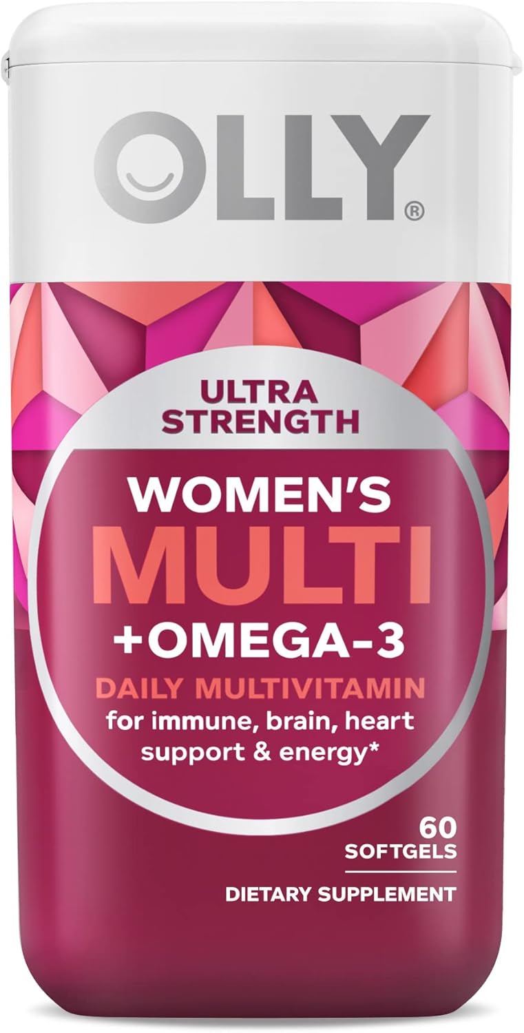 OLLY Ultra Women's Multi Softgels, Overall Health and Immune Support, Omega-3s, Iron, Vitamins A, D, C, E, B12, Daily Multivitamin, 30 Day Supply - 60 Count : Health & Household