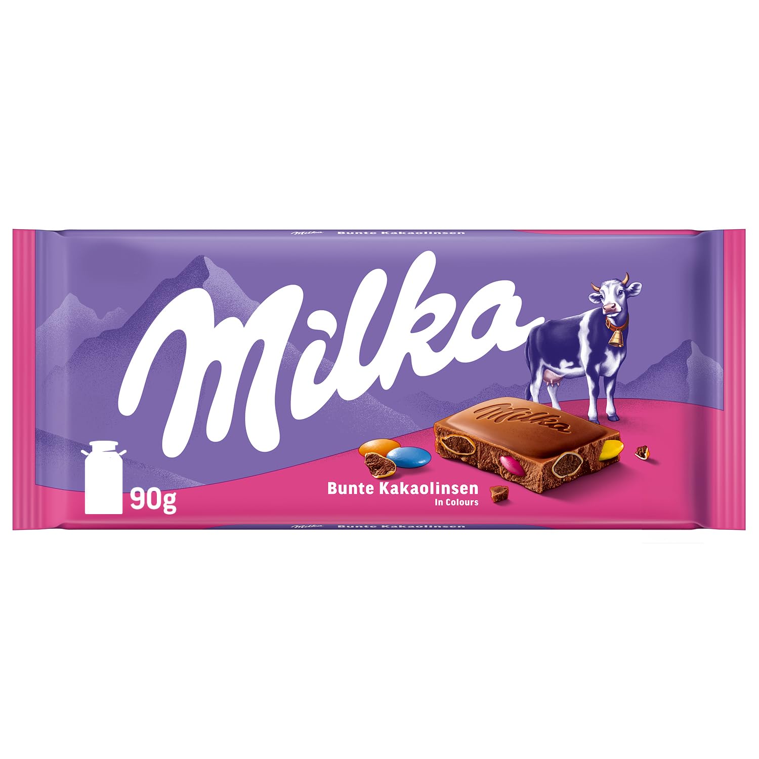 Milka Tafelschokolade mit bunten Kakaolinsen, 90 g (24er-Pack)