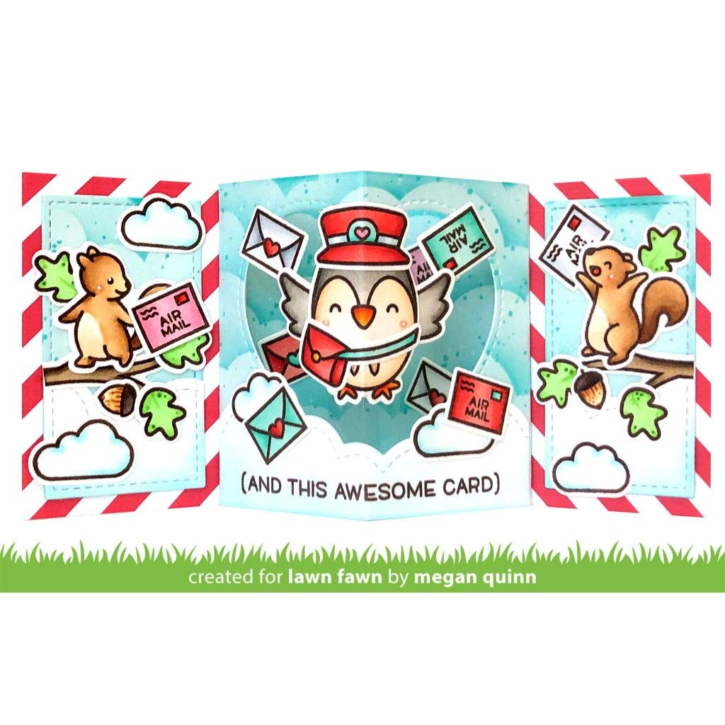 Lawn Fawn Fustelle Center Picture Window Card Heart Add-on - Cuore Con Uccellini E Alberi Per Scrapbooking, Set Acciaio - 2