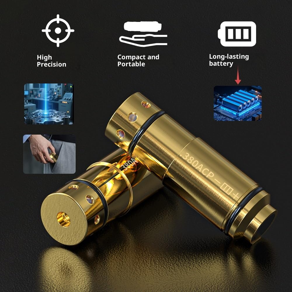 Generico 9mm/45ACP/40s&w/38SPL Cartouche D'entraînement Laser pour Systèmes D'entraînement au Tir à Sec Cartouches D'entraînement en Laiton de Qualité Supérieure H59 avec Pack de 6 Piles