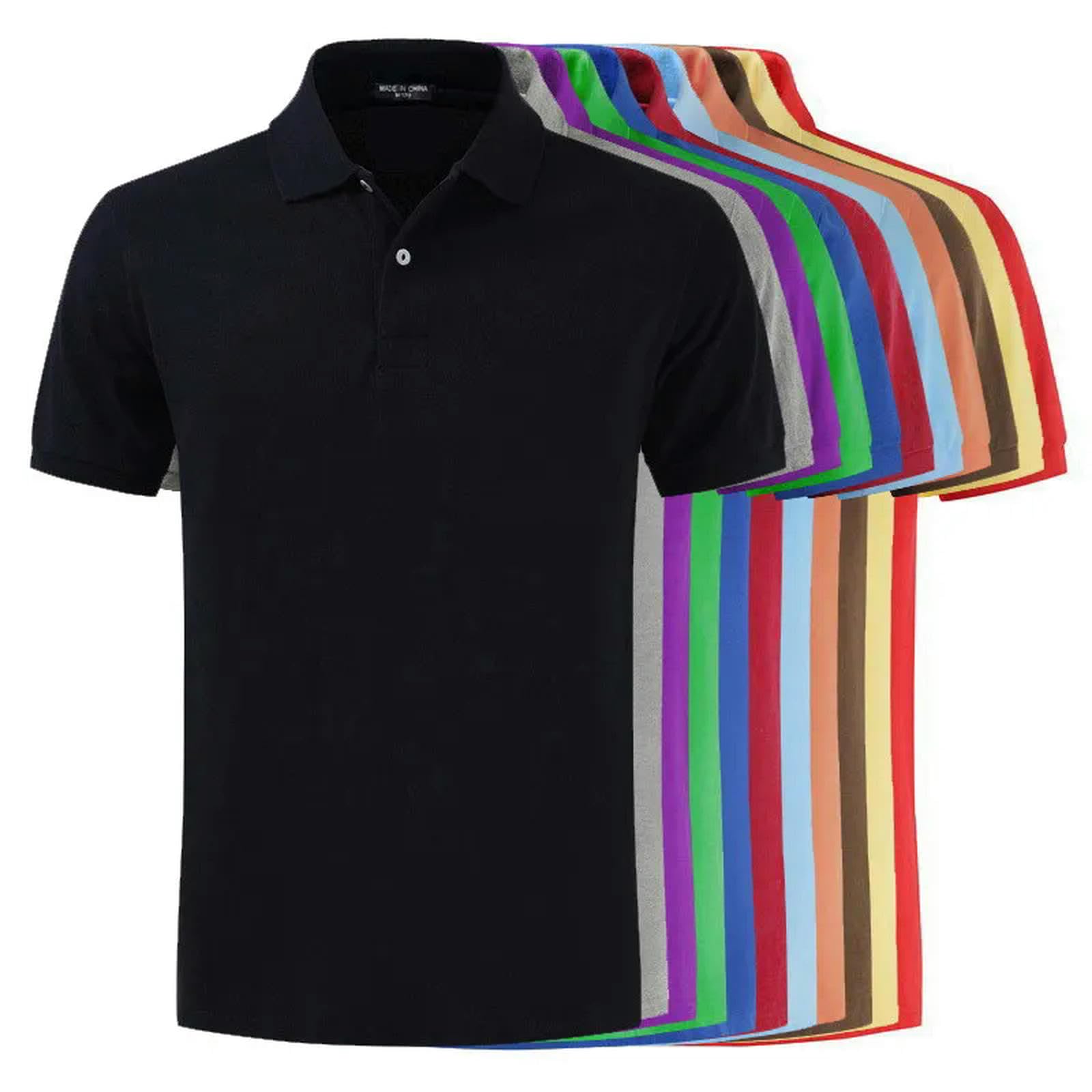 TEidea Męskie T-shirty Moda Dopasowana Koszula Z Krótkim Rękawem Casual Lapel Męska Bawełniana Koszulka, I, L