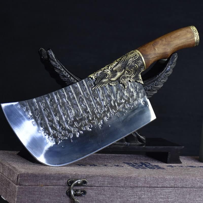 Meat cleaver, LongQuan 8.5 Inch hand forged Knife Copper Dragon Phoenix Decor Machete Cleaver Chopper Kitchen Knives Bone Meat And Poultry Tools Cleaver Knife