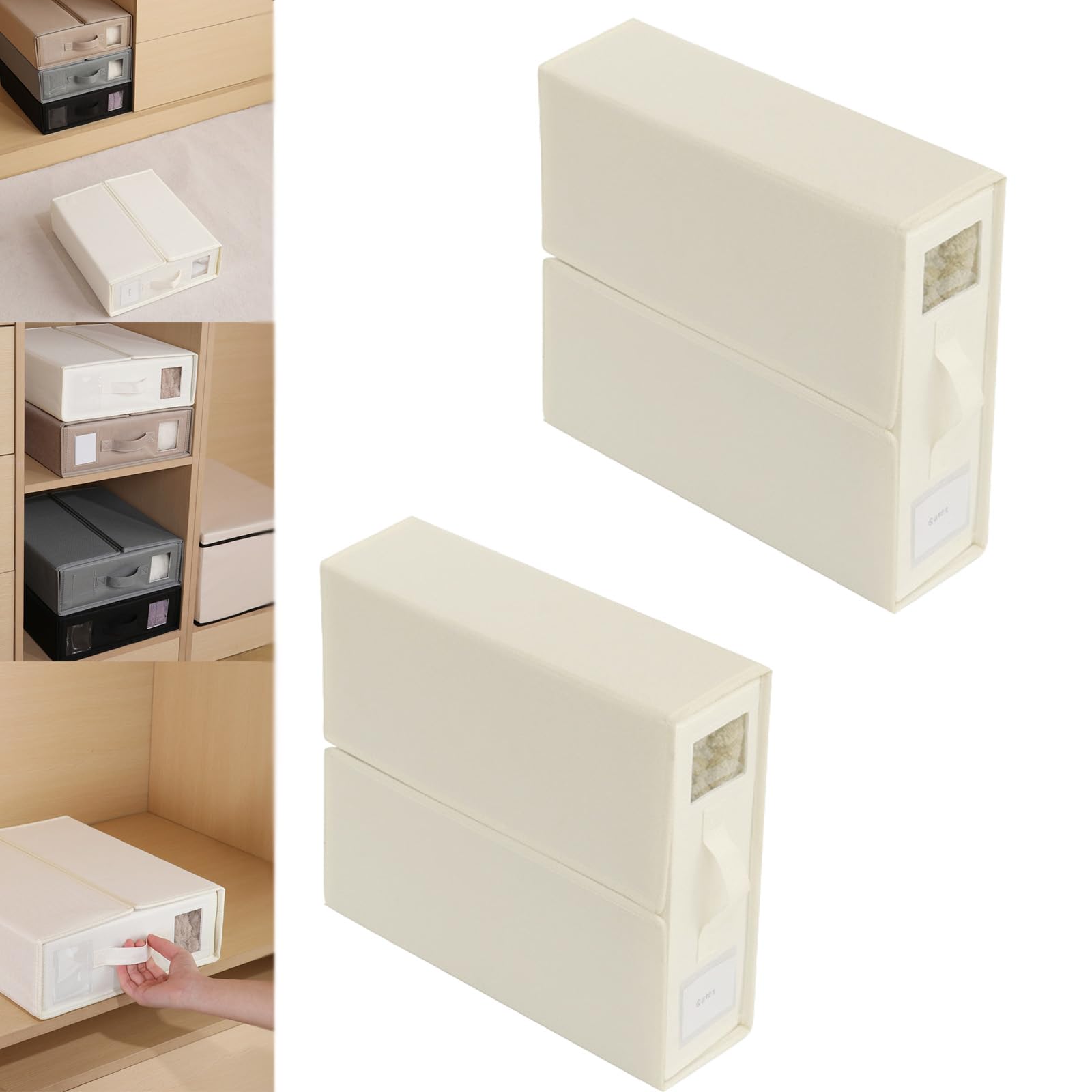 Set di 2 organizer pieghevoli per lenzuola, per coperte, copripiumini e lenzuola, colore: bianco