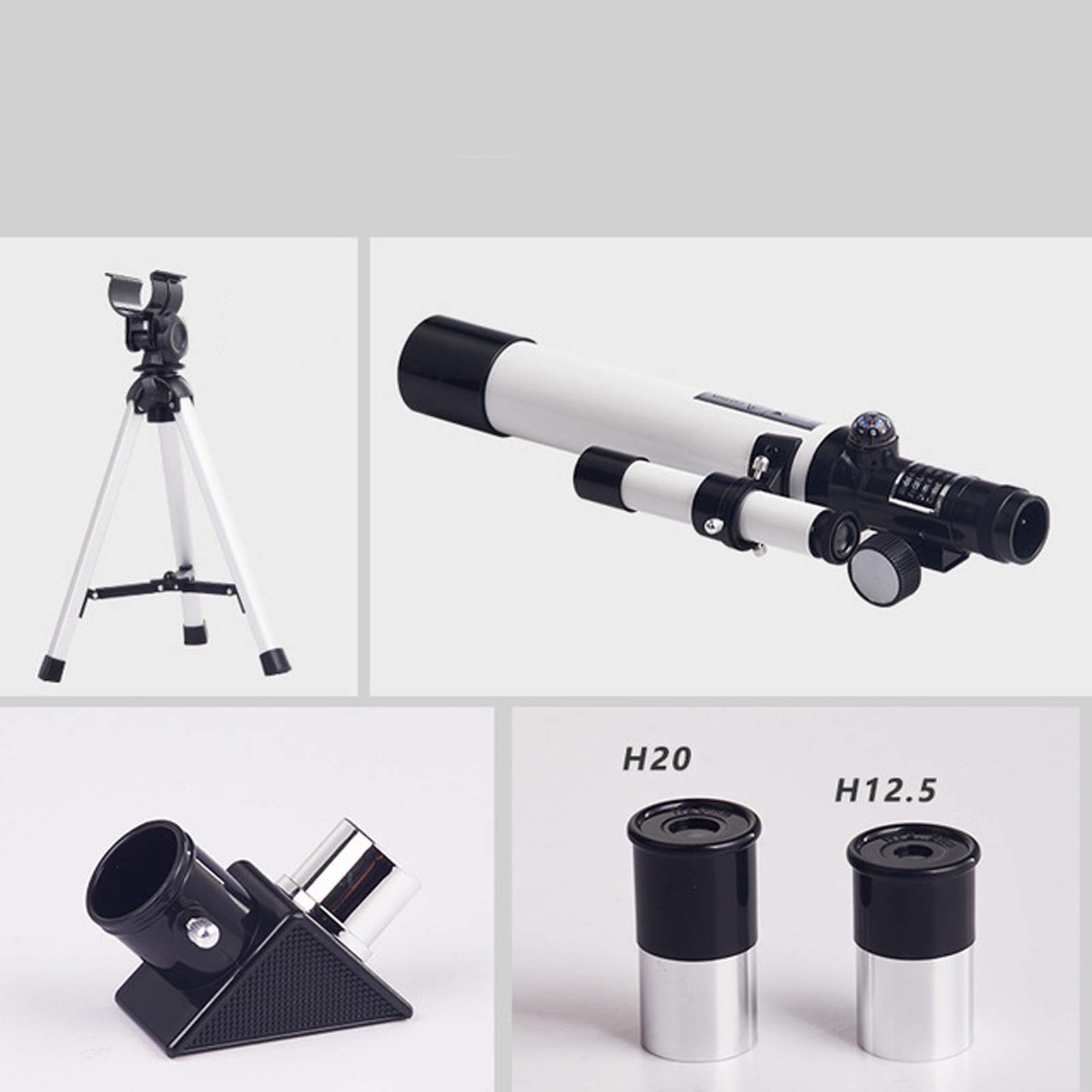 Astronomiczny teleskop refrakcyjny o ogniskowej 400 mm z mocowaniem AZ, wielowarstwową optyką i pryzmatami BaK-4, noktowizorem przy słabym świetle, z adapterem telefonicznym na statywie