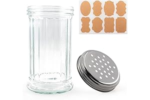 12 oz Vintage Glass Sugar Shakers Dispenser with Stainless Steel Lid